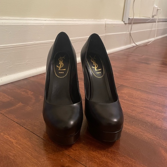 Saint Laurent Black Leather Platform Pumps - size 35.5 - Picture 8 of 8